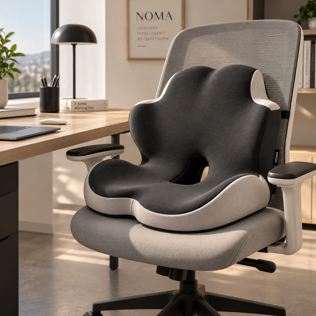 Coussin ergonomique d'assise avec dossier